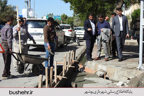 بازدید میدانی شهردار بندر بوشهر از پروژه های لوله گذاری فاضلاب و کانال دفع آبهای سطحی